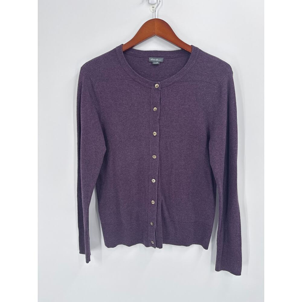 Eddie Bauer Purple Heathered Button Front Cardigan Sweater Women’s Size Medium